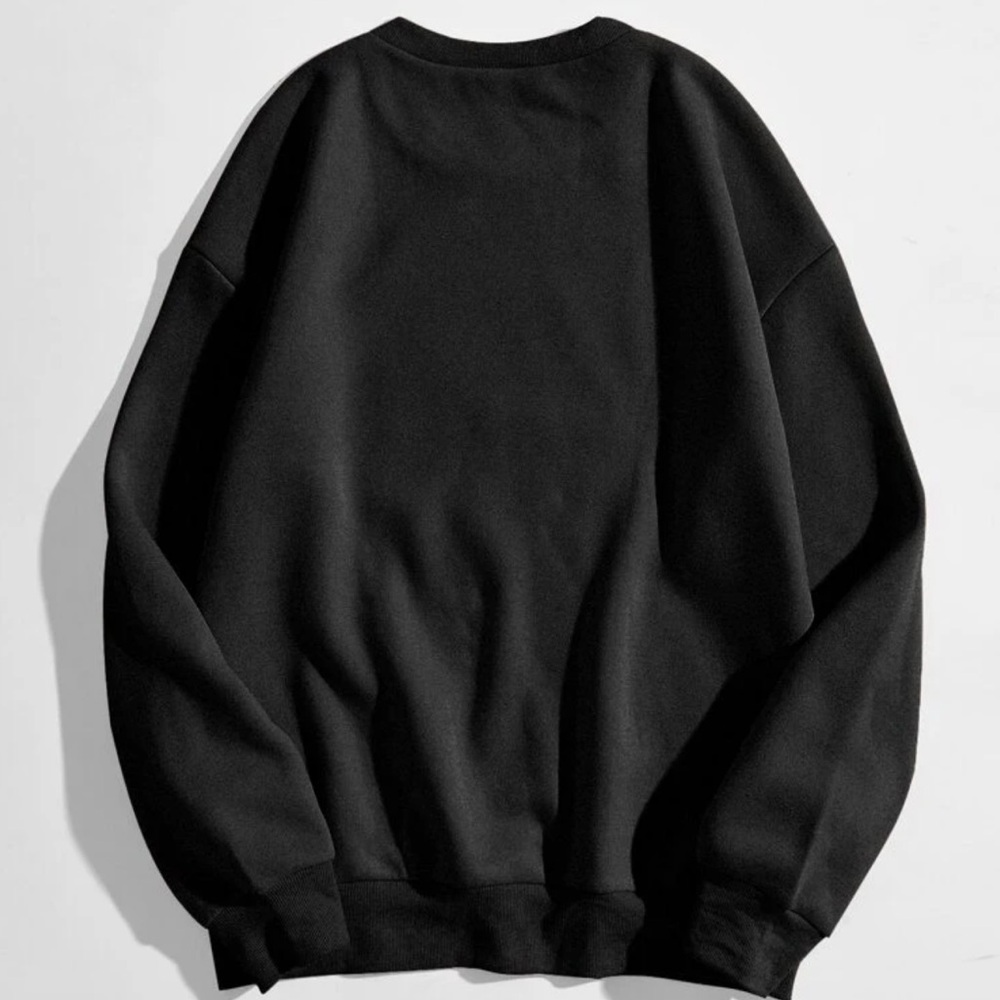 NEW| SHEIN Women’s Plus Size Drop Shoulder Black Long Sleeve Sweatshirt - Picture 2 of 4